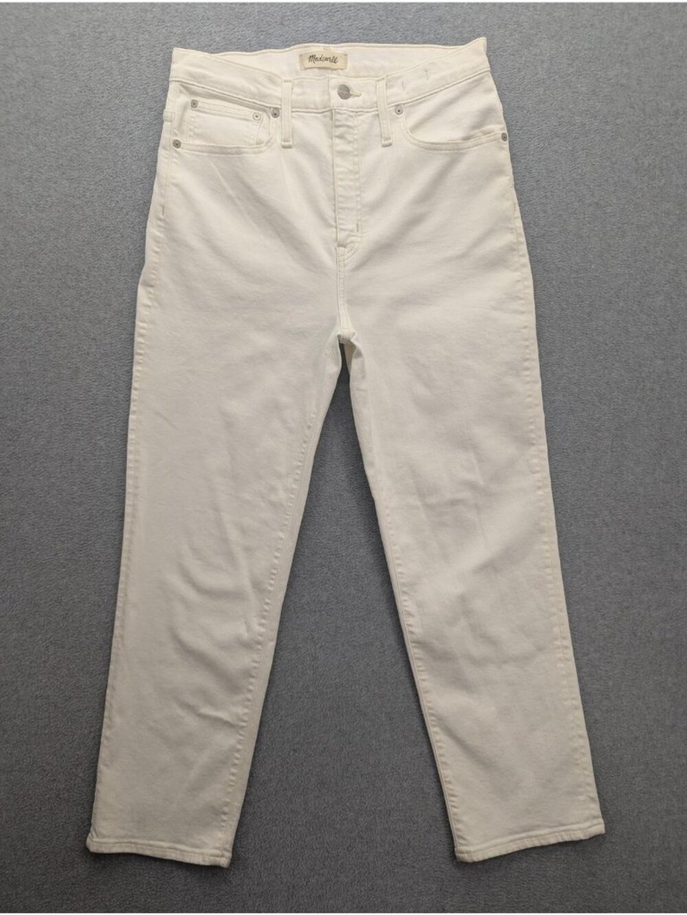Madewell Classic Straight Jeans Womens 30 White High Rise Stretch 5-Pocket